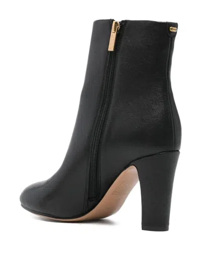 Twinset Smooth Leather Ankle Boots In Black