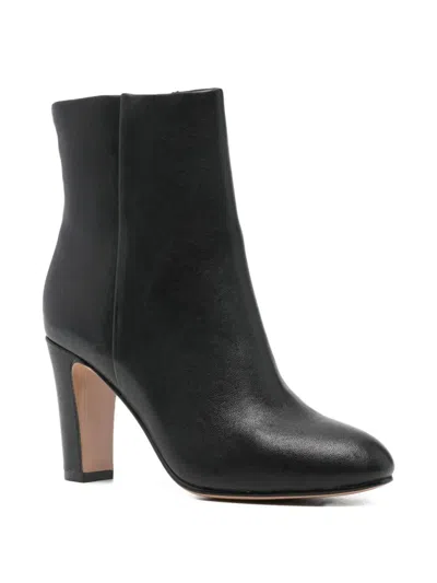 Twinset Smooth Leather Ankle Boots In Black