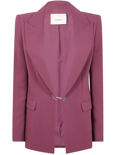 Twinset Twin-set Blazer With Peak Lapels And Button Closure In Pink