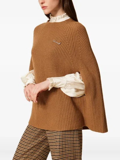 Twinset Ribbed Jewel-embellished Cape
