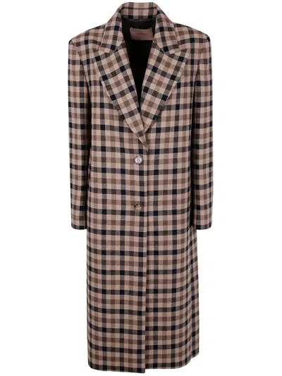 Twinset Twin-set Classic Check Coat In Multi