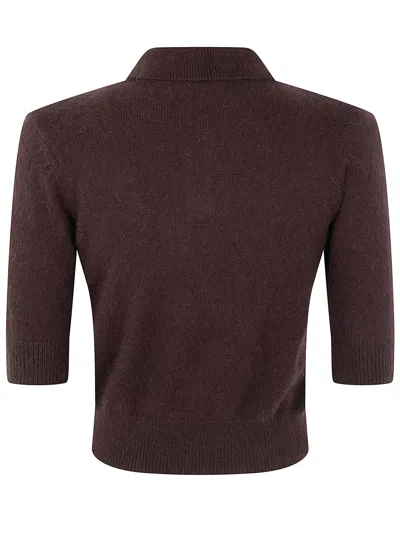 Twinset Polo-neck Short-sleeve Top In Burgundy
