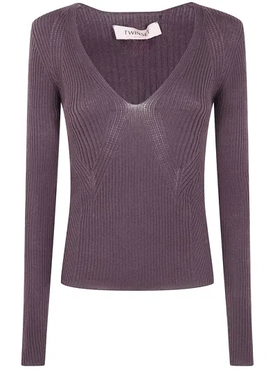 Twinset Twin-set Round Neck Sweater In Purple