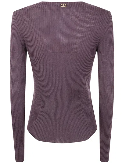Twinset Twin-set Round Neck Sweater In Purple