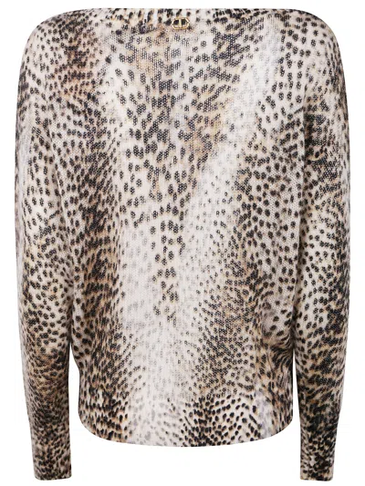 Twinset Twin-set Round Neck Sweater Print In Brown