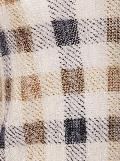 Twinset Checkered Knit Sweater With Fitted Silhouette In Multi