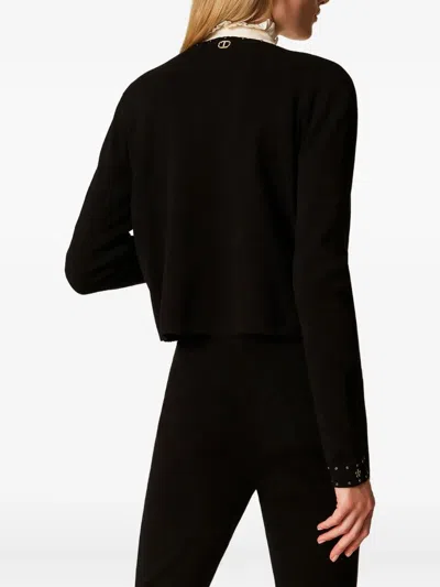 Twinset Embellished Stud-detail Cardigan In Black