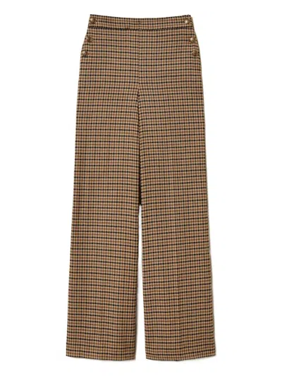 Twinset Checked Button-fastening Trousers In Brown