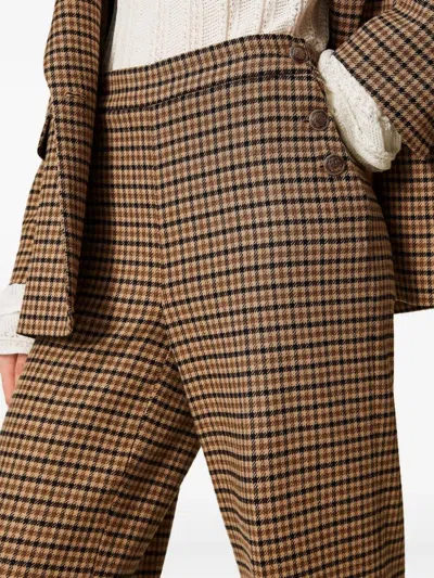 Twinset Checked Button-fastening Trousers In Brown