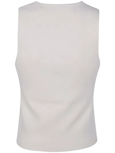 Twinset Scalloped-detail Ribbed Top In Neutral