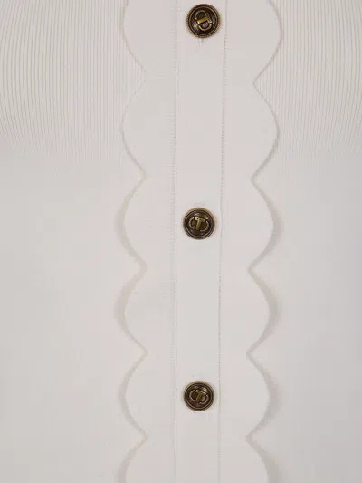 Twinset Scalloped-detail Ribbed Top In Neutral