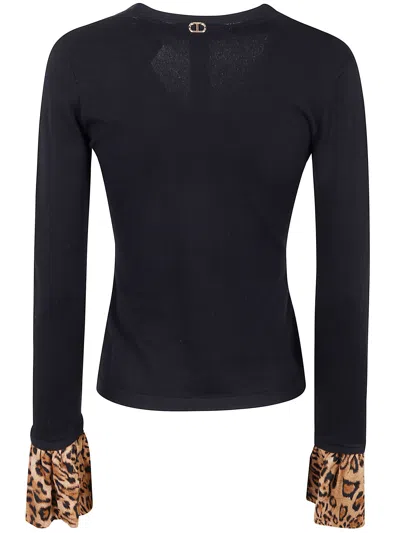 Twinset Twin-set V Neck With Animalier Print In Multi