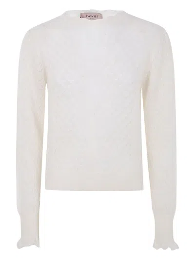 Twinset Twin-set White Wool Blend Sweater In Neutral