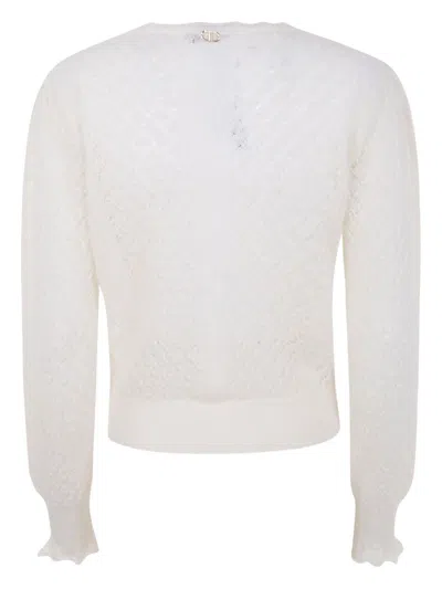 Twinset Twin-set White Wool Blend Sweater In Neutral