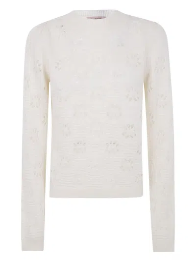 Twinset Twin-set White Wool Blend Sweater In Neutral