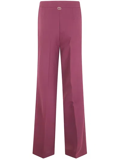 Twinset Twin-set Wide Leg Trousers In Burgundy
