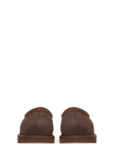 Ugg Tasman Brown Mules With Embossed Logo In Suede Woman In Brown