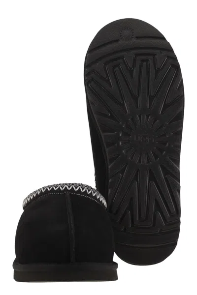 Ugg Black Suede Slip-on Sneakers With Zigzag Stitch Detail