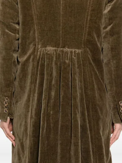 Uma Wang Camelot Double Breasted Ribbed Coat In Green