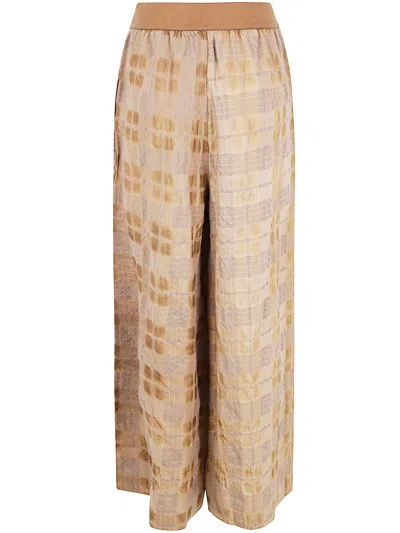 Uma Wang Elasticated Waistband Checked Trousers In Brown
