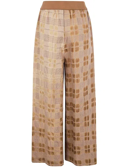 Uma Wang Elasticated Waistband Checked Trousers In Brown