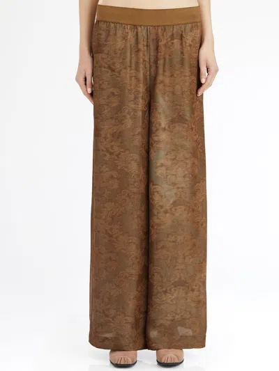 Uma Wang Pansy Viscose And Cupro Trousers In Brown