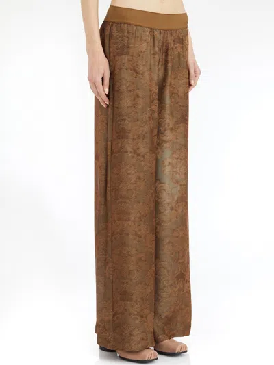 Uma Wang Pansy Viscose And Cupro Trousers In Brown