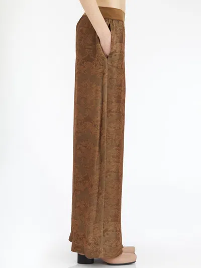 Uma Wang Pansy Viscose And Cupro Trousers In Brown