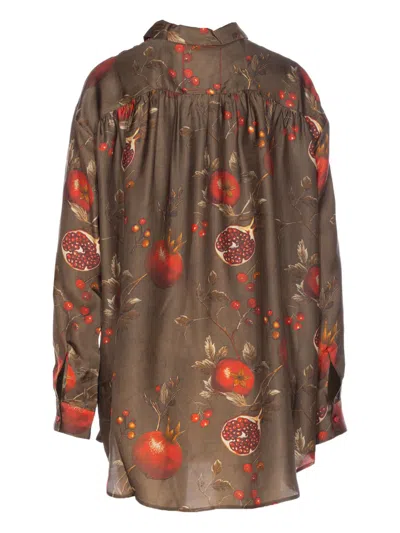 Uma Wang Pomegranate-print Asymmetrical-buttoned Top