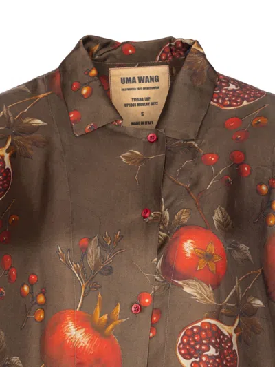 Uma Wang Pomegranate-print Asymmetrical-buttoned Top