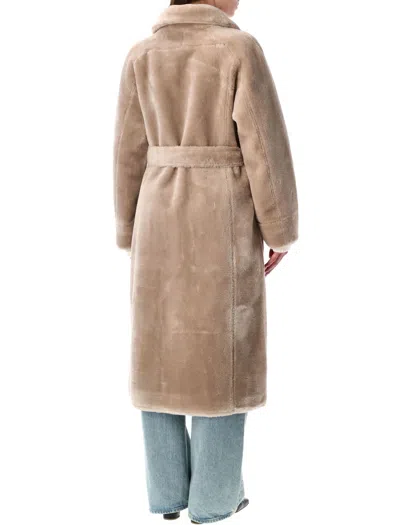 Urbancode Reversible Faux Fur Belted Coat With Suede Interior In Brown