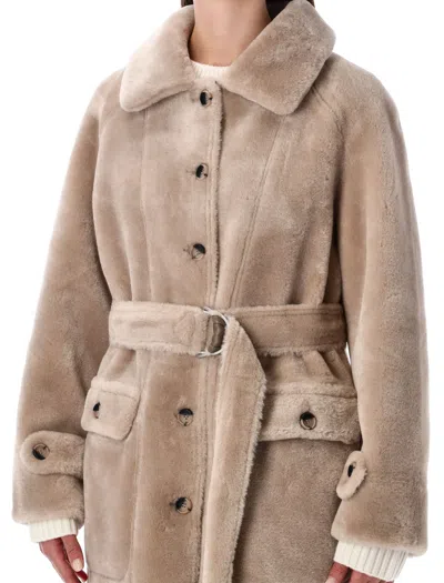 Urbancode Reversible Faux Fur Belted Coat With Suede Interior In Brown