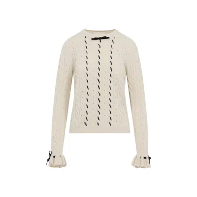 Valentino Betulla White Virgin Wool Sweater In Neutral