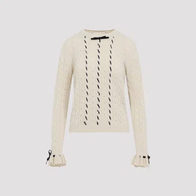 Valentino Betulla White Virgin Wool Sweater In Neutral
