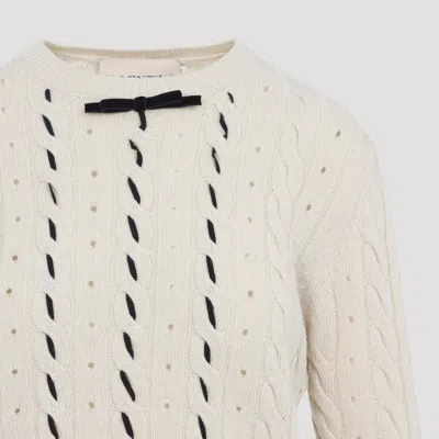 Valentino Betulla White Virgin Wool Sweater In Neutral