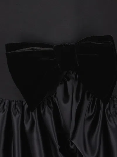 Valentino Velvet Bow Ruffle Short-sleeve Mini Dress In Black