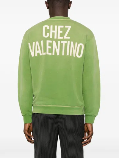 Valentino Mens  Garavani Chez--patch Crewneck Cotton-jersey Sweatshirt