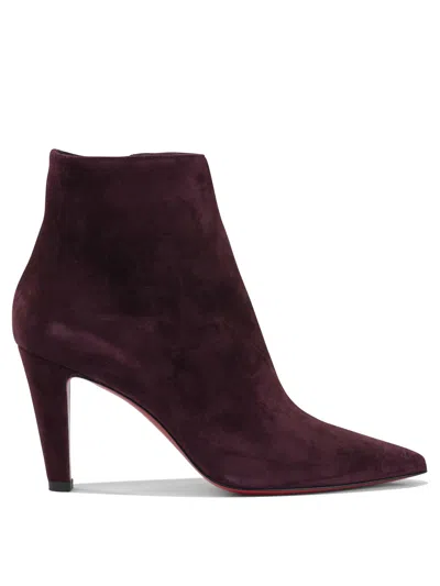Christian Louboutin Vibella Booty 85 Suede Ankle Boots In Purple