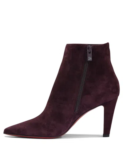 Christian Louboutin Vibella Booty 85 Suede Ankle Boots In Purple