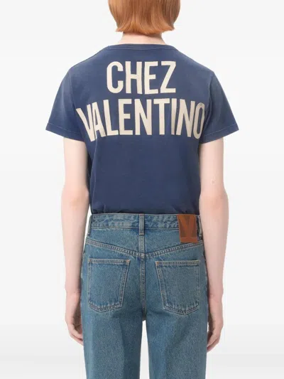 Valentino Garavani Blue Cotton T-shirt In Blue