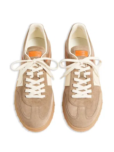 Valentino Garavani Upvillage Low Top Trainer In Split Leather And Calfskin Nappa Leather In Multi