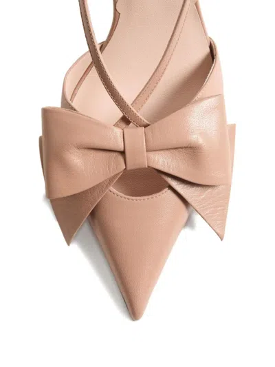 Valentino Garavani Bowow Slingback Pumps In Kidskin 85mm Woman Rose Cannelle 42 In Pink