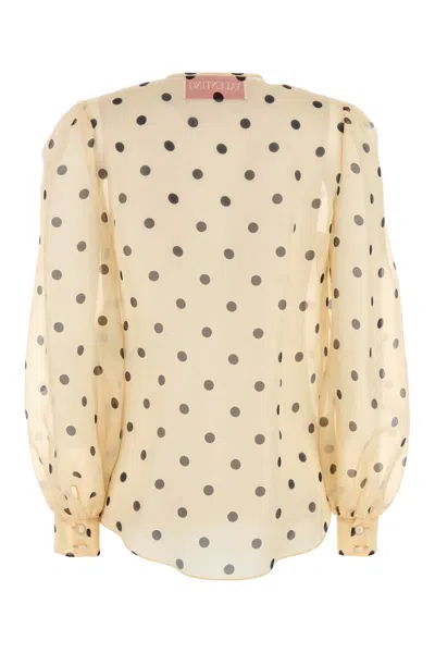 Valentino Garavani Printed Organza Shirt In Metallic