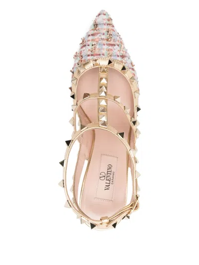 Valentino Garavani Rockstud Tweed Slingback Pumps In Multi