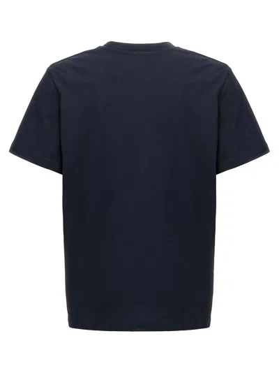 Apc A.p.c. Men Blue Crewneck T-shirt With Logo On The Front In Cotton Man In Blue