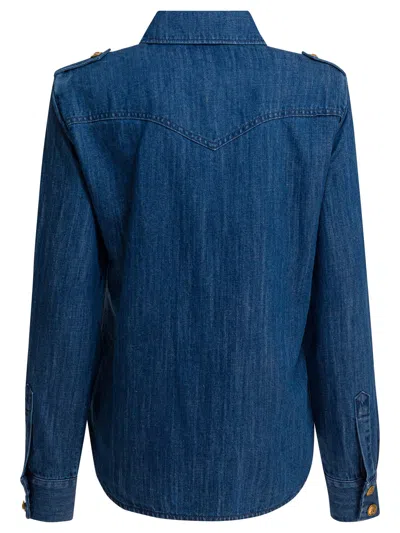 Valentino Western Style Denim Shirt In Blue