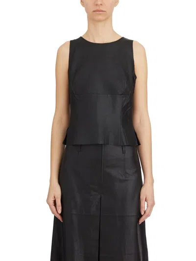 Vanderwilt Leather Tank Top In Black