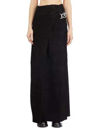 Vanderwilt Leather Wallet Skirt In Black