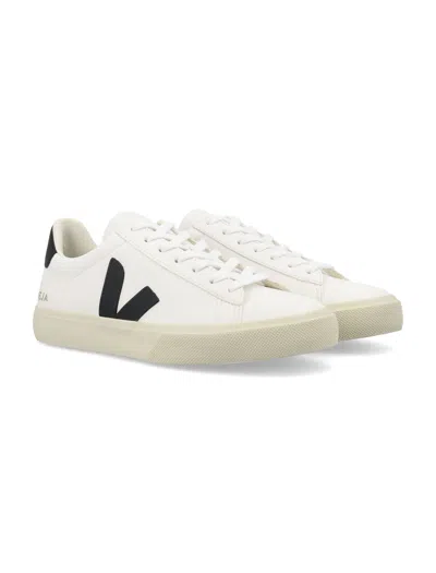 Veja Campo White And Black Low Top Sneakers In Vegan Leather Unisex In White