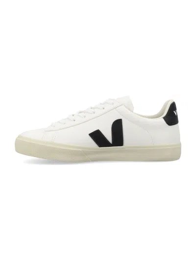 Veja Campo White And Black Low Top Sneakers In Vegan Leather Unisex In White
